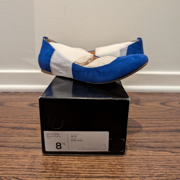 J Crew Factory Anya Suede Ballet Flats in Dark Cove Blue 8.5 8H - Picture 4 of 4